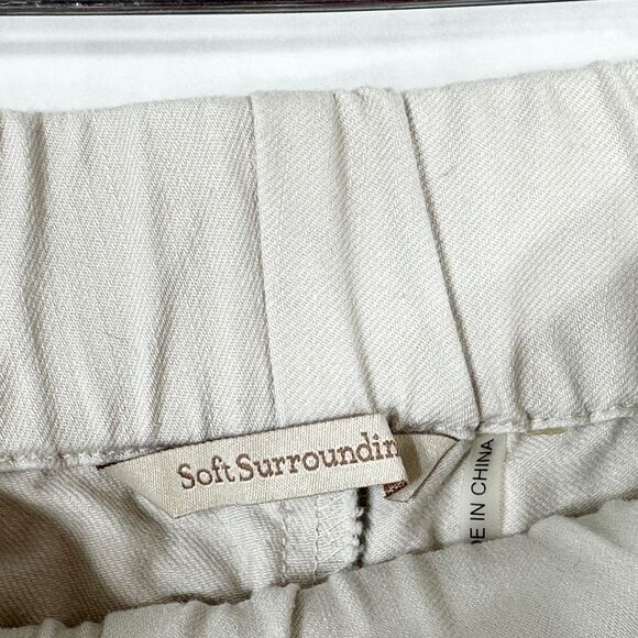 Soft Surroundings Plus Size 2X Pants Crop Ankle Elastic‎ Light Khaki Cotton 328 - Picture 7 of 8